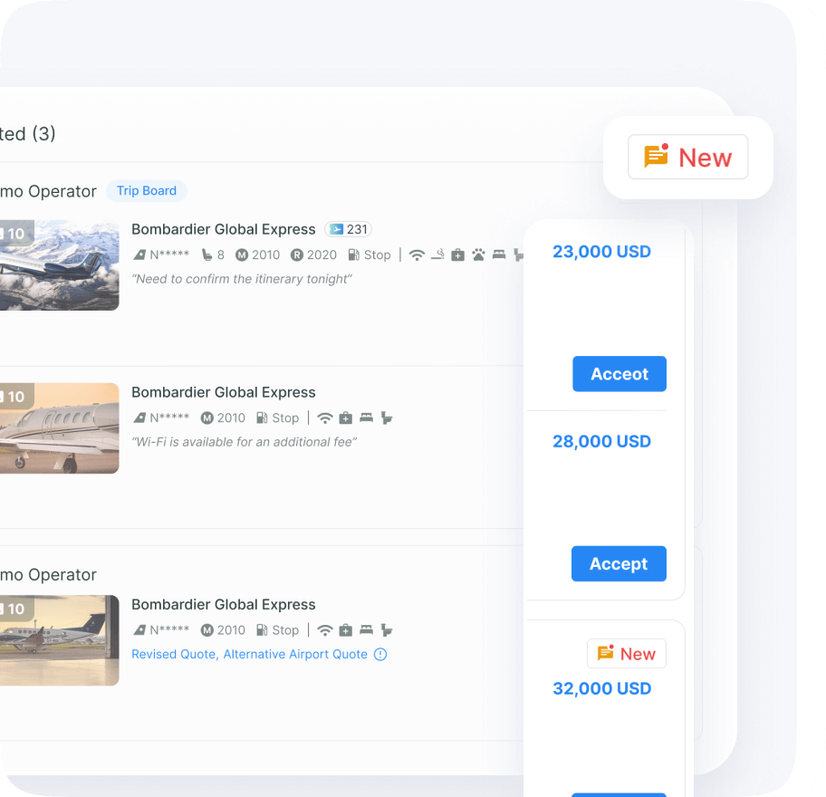 Track and manage operator responses on aviation data platform to improve broker decision-making efficiency