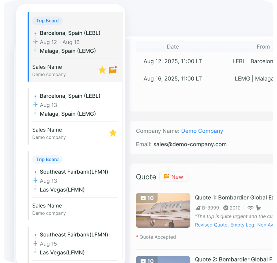 Centralized reception of order requests on aviation data platform to avoid scattered information in emails or chat tools