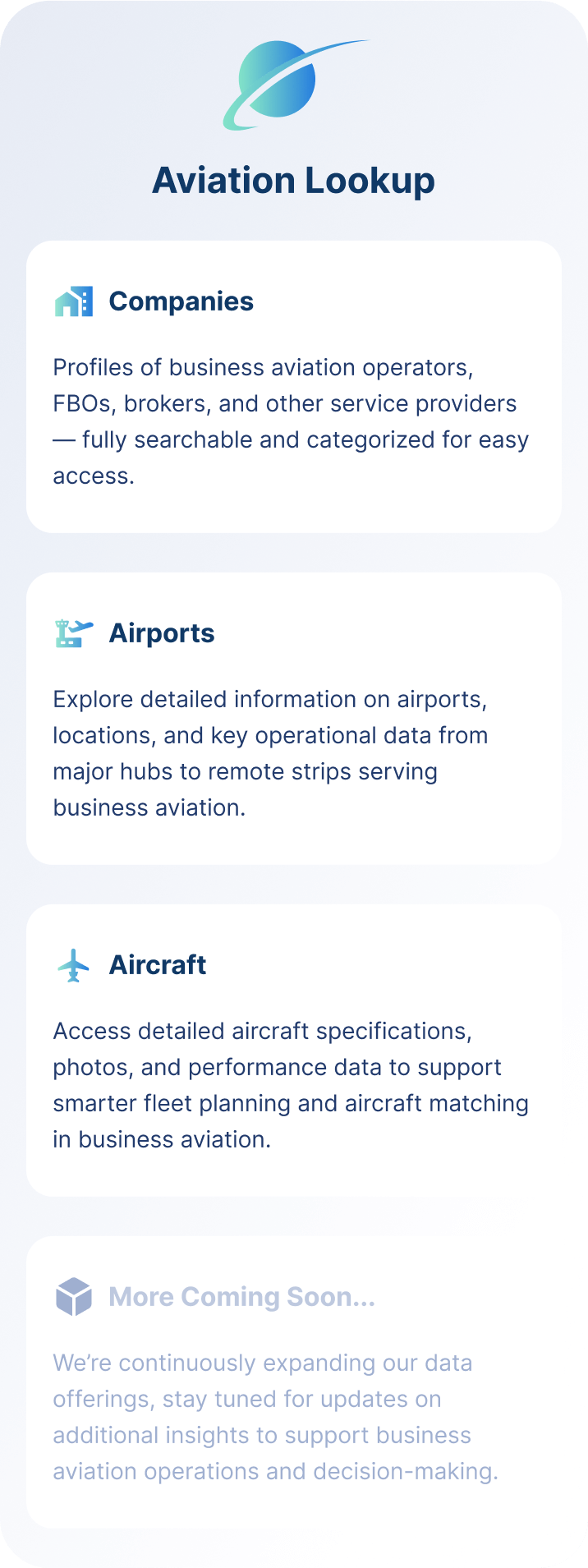 Lookup engine for airlines, aircraft, airports and future datasets
