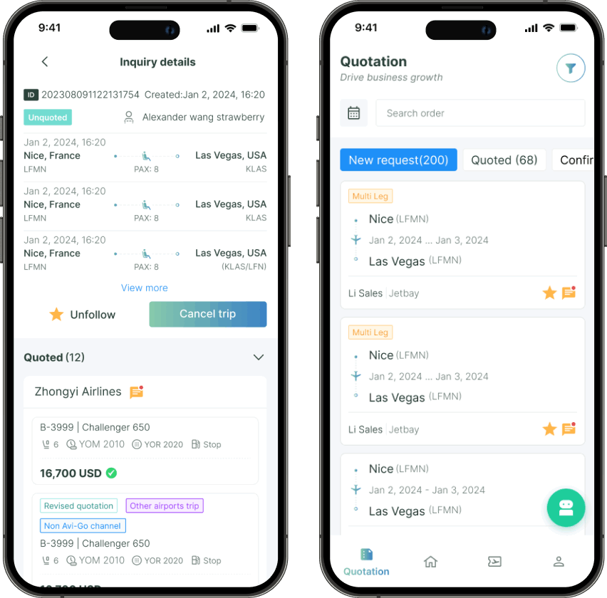 Seamless order management on the Avi-Go app and website with synchronized data