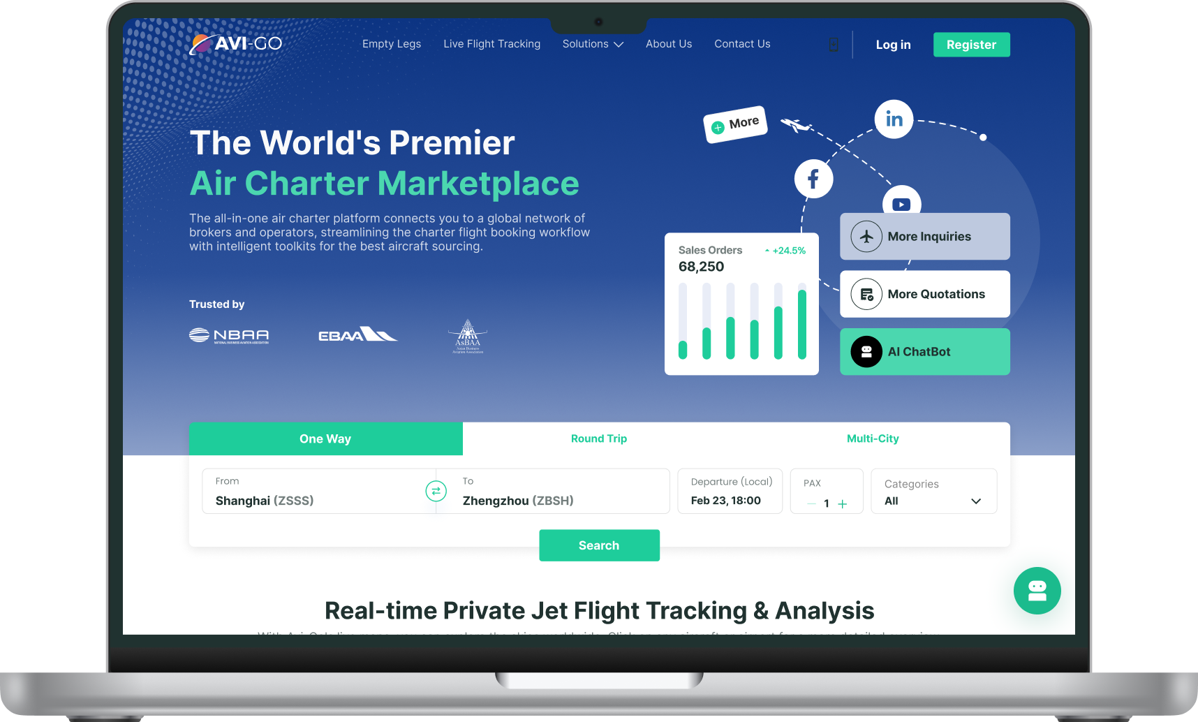 Avi-Go’s all-in-one air charter marketplace for global aviation professionals