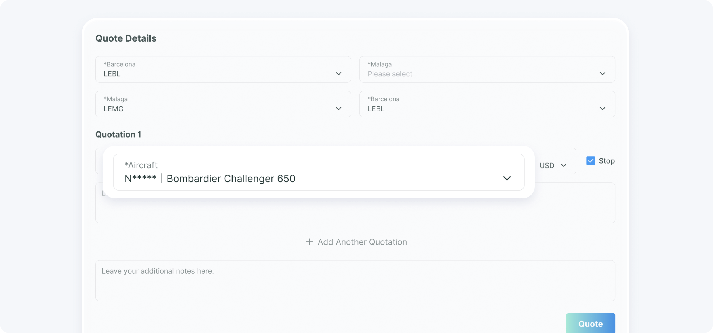 Select aircraft
                      from your fleet on aviation data platform to match a private jet charter request