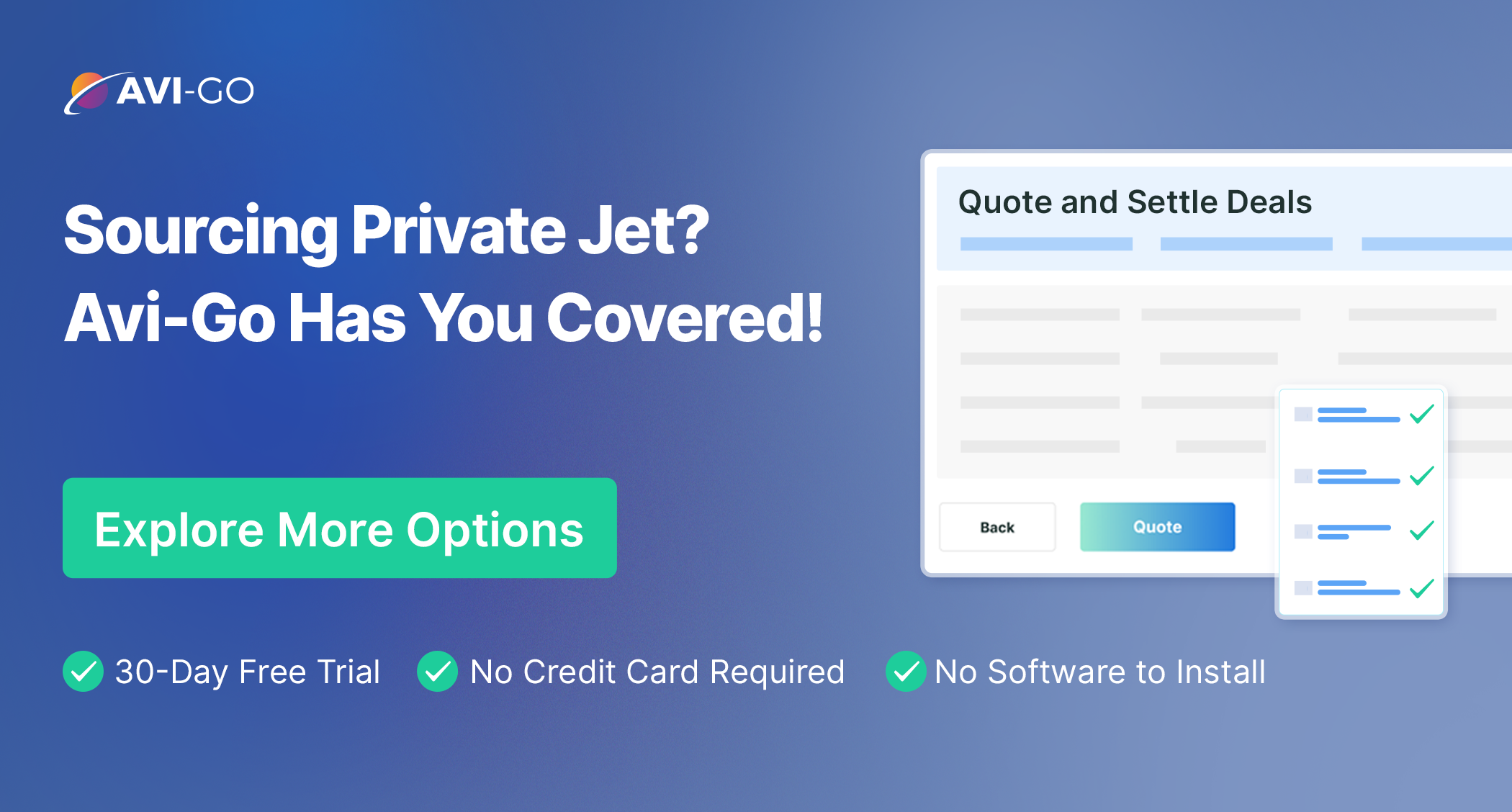 Source and inquire for aircraft with Avi-Go, the air charter marketplace.